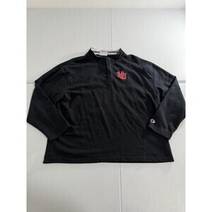 University Of Utah Black Pullover Quarter Zip Sweater Size XL